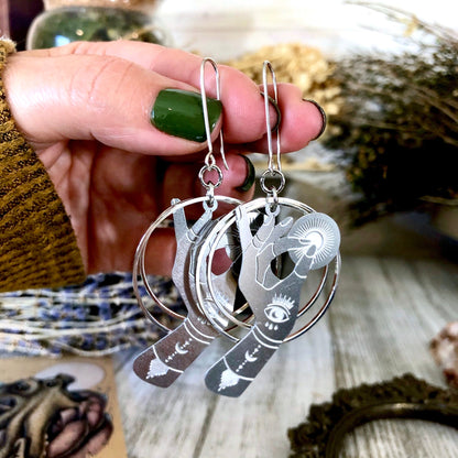 Big Earrings, blackened silver, bohemian earrings, Boho Earrings, Crescent moon, Dangle & Drop Earrings, Dangly Earrings, Earrings, Etsy ID: 939238852, Geometric Earrings, Hoop Earrings, Jewelry, Long Earrings, Silver Earrings, silver hoops, Sterling silv