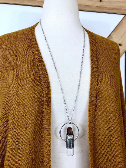 Rutilated Quartz Crystal Essential Oil Rollerball Necklace Pendant in Silver / Foxlark Collection - One of a Kind.