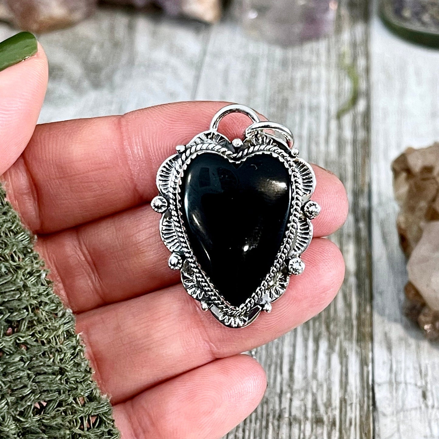 alternative Jewelry, big crystal Necklace, Big Gothic Necklace, Big Silver Necklace, Big Stone Necklace, Bohemian Jewelry, Crystal Necklace, Crystal Necklaces, Crystal Pendant, Etsy ID: 1168836029, FOXLARK- NECKLACES, Gothic Jewelry, Heart Jewelry, Heart