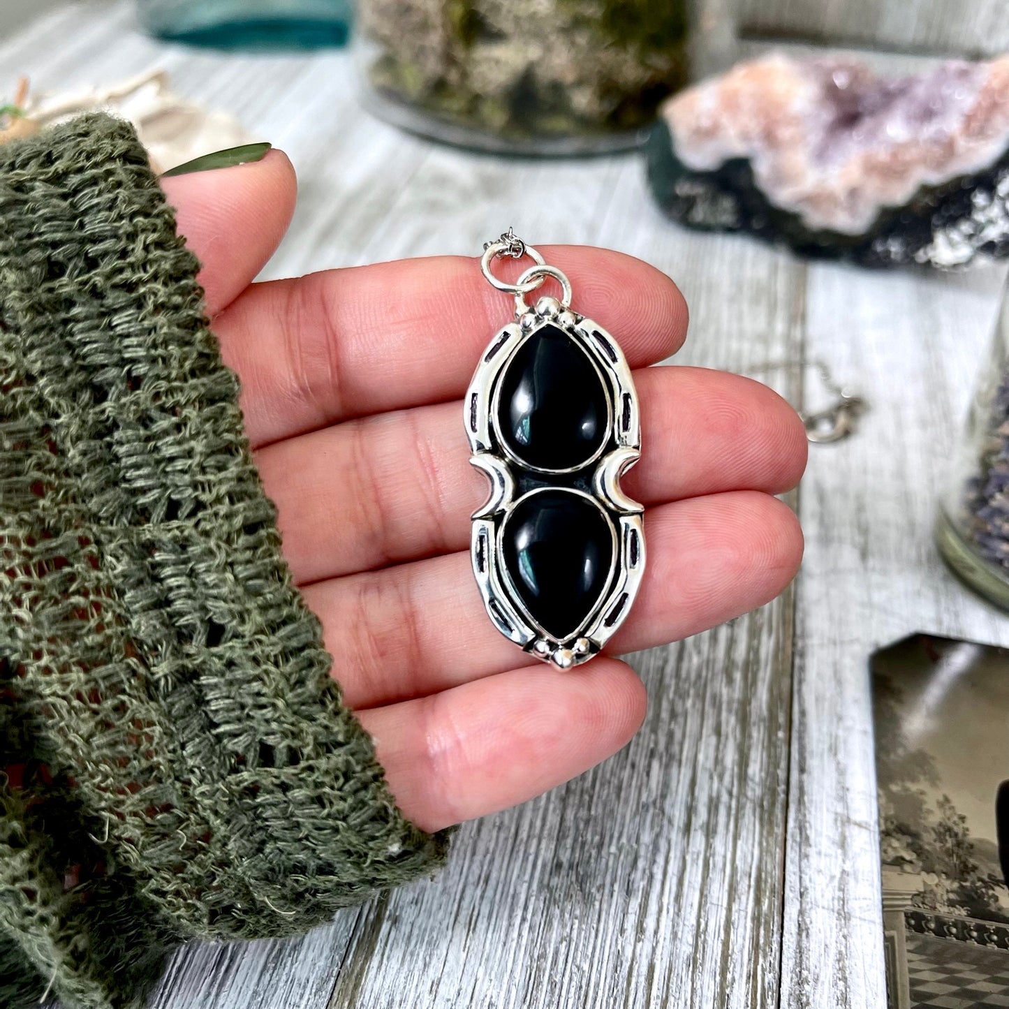 big crystal Necklace, Big Gothic Necklace, Big Stone Necklace, Black Onyx Jewelry, Black Onyx Necklace, Bohemian Jewelry, Crystal Jewelry, Crystal Necklace, Crystal Necklaces, Crystal Pendant, Etsy ID: 1241995431, FOXLARK- NECKLACES, Jewelry, Moon Necklac