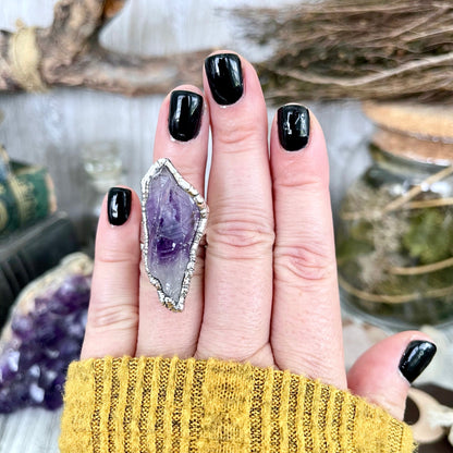 Big Crystal Ring, Big Silver Ring, Big Stone Ring, Birthstone Jewelry, Etsy ID: 1308269207, FOXLARK- RINGS, Gemstone Jewelry, Jewelry, Large Crystal Ring, Natural stone ring, Purple Gemstone, Purple Stone Ring, Raw Amethyst Ring, Raw Crystal Ring, Rings,