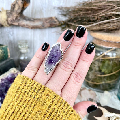 Big Crystal Ring, Big Silver Ring, Big Stone Ring, Birthstone Jewelry, Etsy ID: 1308269207, FOXLARK- RINGS, Gemstone Jewelry, Jewelry, Large Crystal Ring, Natural stone ring, Purple Gemstone, Purple Stone Ring, Raw Amethyst Ring, Raw Crystal Ring, Rings,