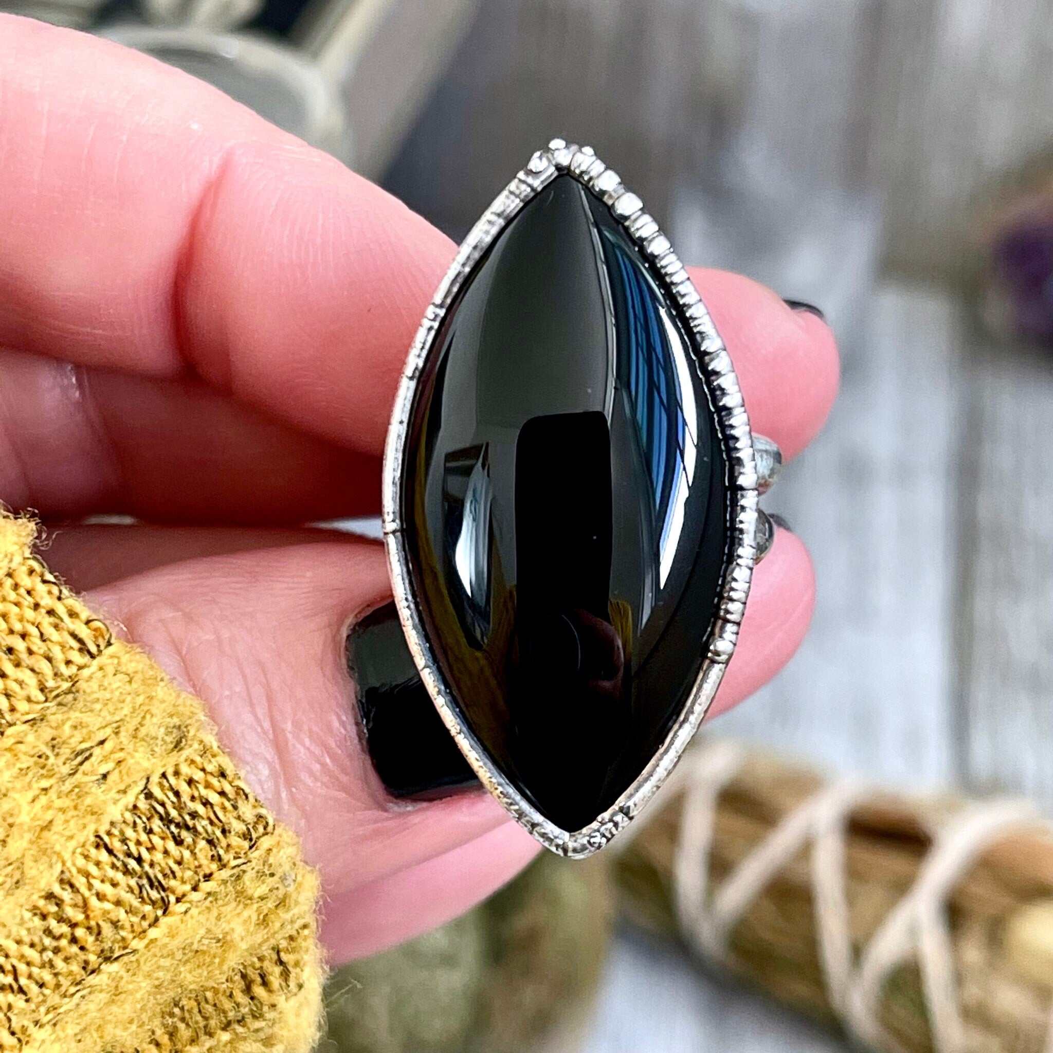 Onyx and 2024 Silver Ring Large Size