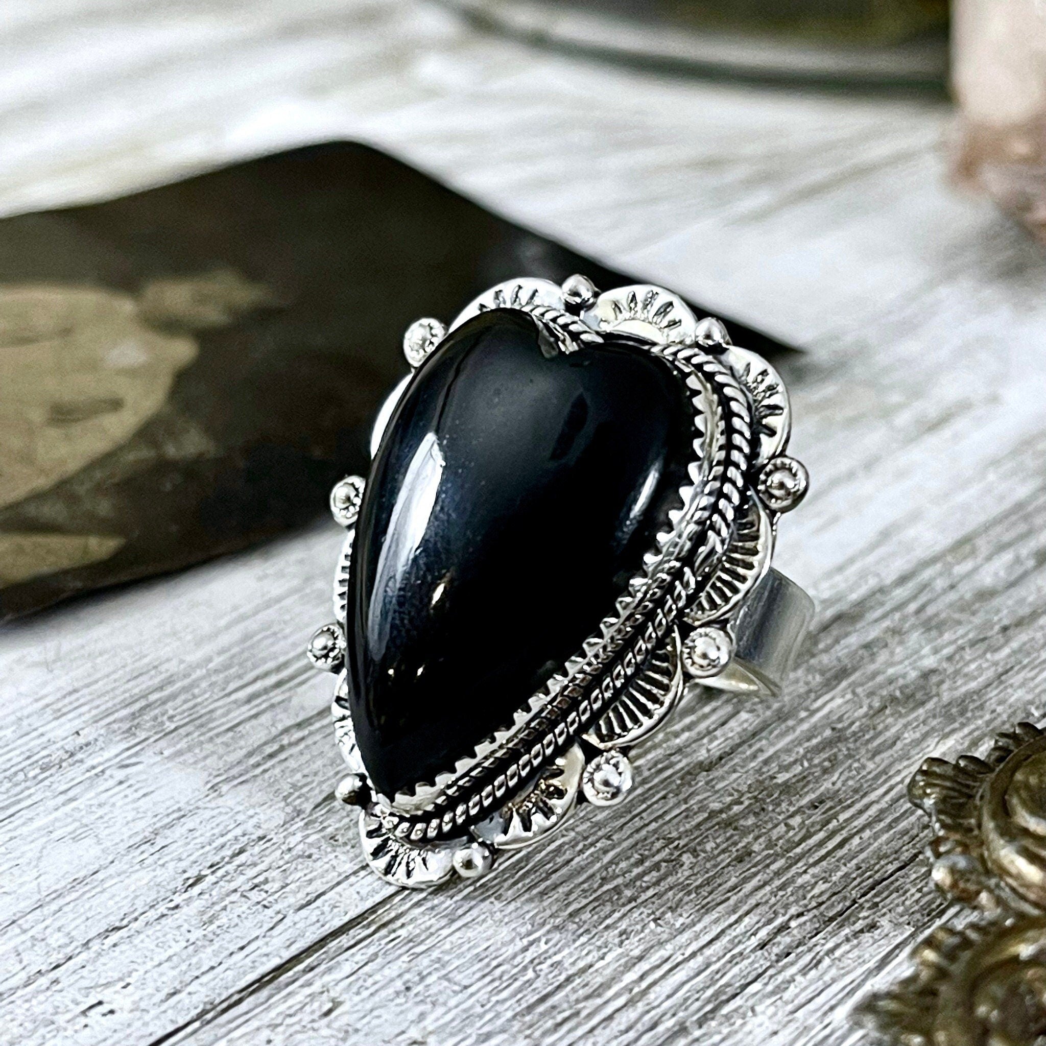 Gothic crystal ring handmade on sale jewelry