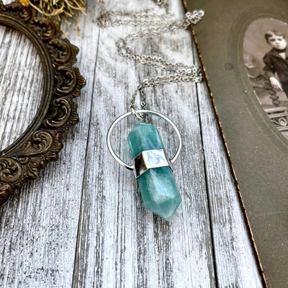 Big Gothic Necklace, Big Silver Necklace, Big Stone Necklace, Blue Amazonite, Bohemian Jewelry, Crystal Jewelry, Crystal Necklaces, Crystal Pendant, Crystal Point, Etsy ID: 1333689293, Foxlark- Necklaces, Jewelry, Large Crystal, Necklaces, Stone Necklace,