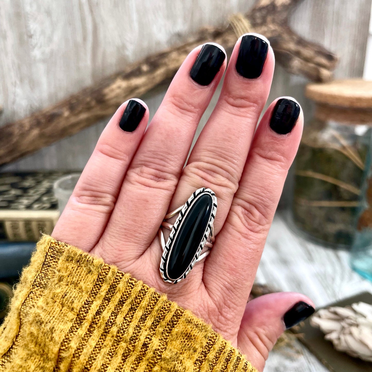 Big Statement Ring, Black Onyx Jewelry, Black Onyx Ring, Bohemian Ring, boho jewelry, boho ring, crystal ring, CURATED- RINGS, Etsy ID: 1339559571, Festival Jewelry, Foxlark Alchemy, gypsy ring, Jewelry, Large Crystal, Rings, Southwestern Jewelry, Stateme