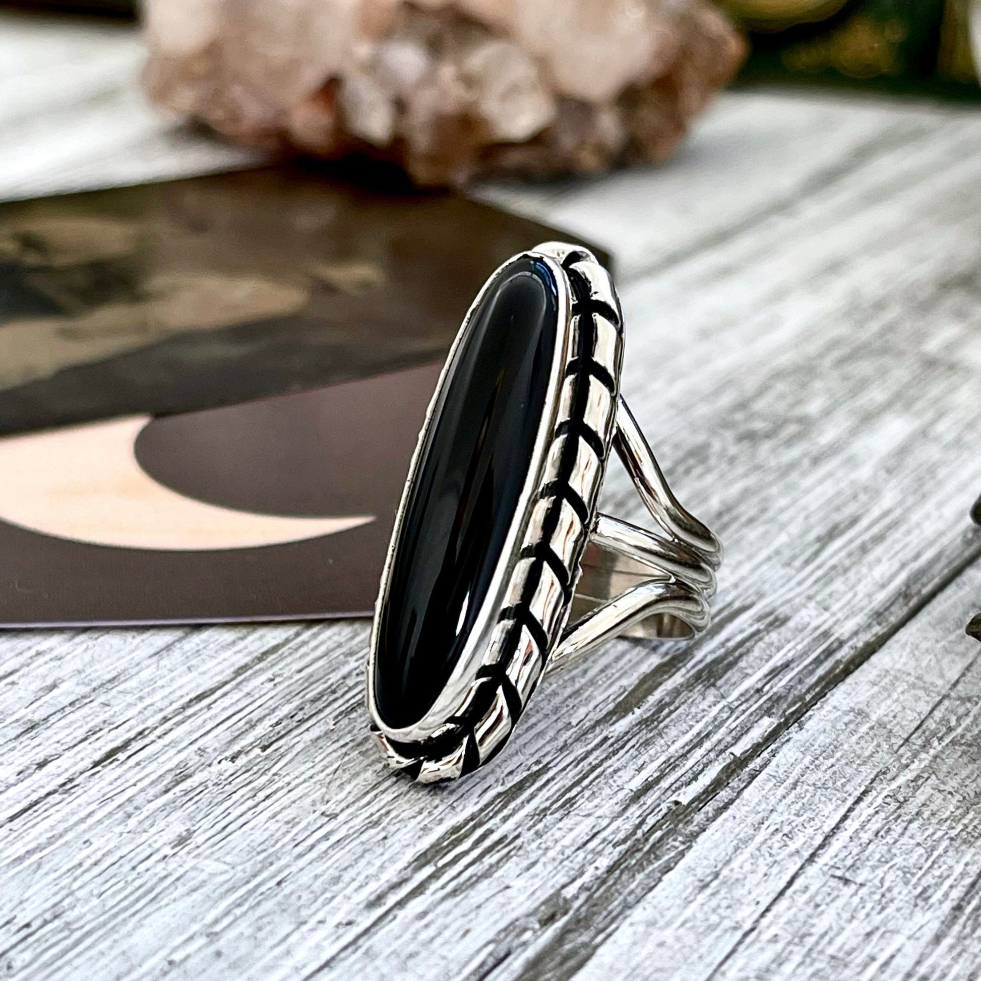 Big Statement Ring, Black Onyx Jewelry, Black Onyx Ring, Bohemian Ring, boho jewelry, boho ring, crystal ring, CURATED- RINGS, Etsy ID: 1339559571, Festival Jewelry, Foxlark Alchemy, gypsy ring, Jewelry, Large Crystal, Rings, Southwestern Jewelry, Stateme