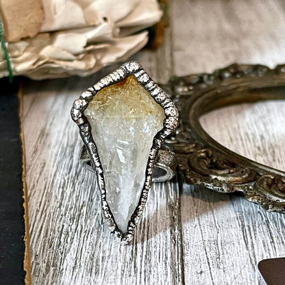 Big Crystal Ring, Big Silver Jewelry, Big Silver Ring, Big Statement Ring, Big Stone Ring, citrine Ring, Etsy ID: 1366843709, Foxlark Alchemy, FOXLARK- RINGS, Jewelry, Large Crystal Ring, Raw Crystal Ring, raw gemstone ring, Raw Quartz Ring, Rings, silver