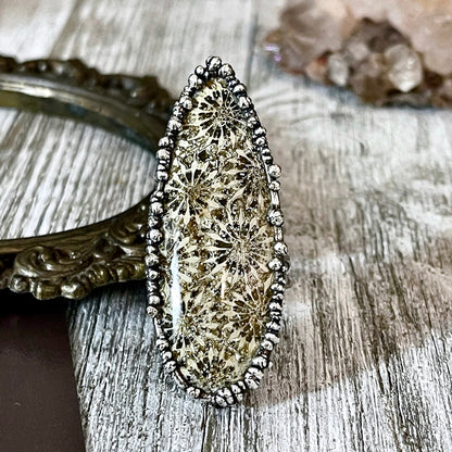 big Silver ring, Big Statement ring, Bohemian Jewelry, Bohemian Ring, Boho Crystal Jewelry, Boho Ring, Crystal Jewelry, Crystal Ring, Etsy ID: 1352858372, Fossil Coral Ring, FOXLARK- RINGS, Gypsy Jewelry, Jewelry, Large Stone Ring, Natural Stone Ring, Rin