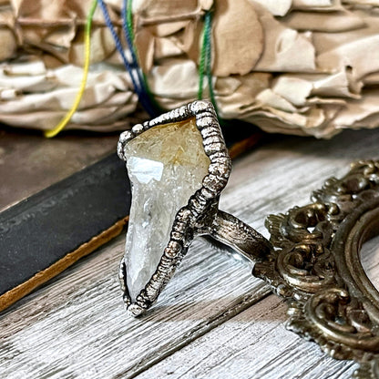 Big Crystal Ring, Big Silver Jewelry, Big Silver Ring, Big Statement Ring, Big Stone Ring, citrine Ring, Etsy ID: 1366843709, Foxlark Alchemy, FOXLARK- RINGS, Jewelry, Large Crystal Ring, Raw Crystal Ring, raw gemstone ring, Raw Quartz Ring, Rings, silver