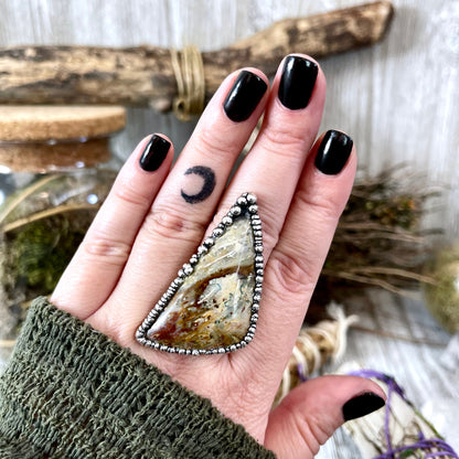 Big Bold Jewelry, Big Crystal Ring, Big Silver Ring, Big Stone Ring, Etsy ID: 1400297634, Fossilized Palm Root, FOXLARK- RINGS, Jewelry, Large Boho Ring, Large Crystal Ring, Large Stone Ring, Natural stone ring, Rings, silver crystal ring, Silver Stone Je