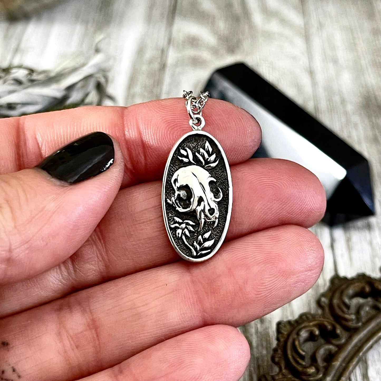 Tiny Talisman Collection - Sterling Silver Cat Skull 23x12mm / Curated by Foxlark Collection