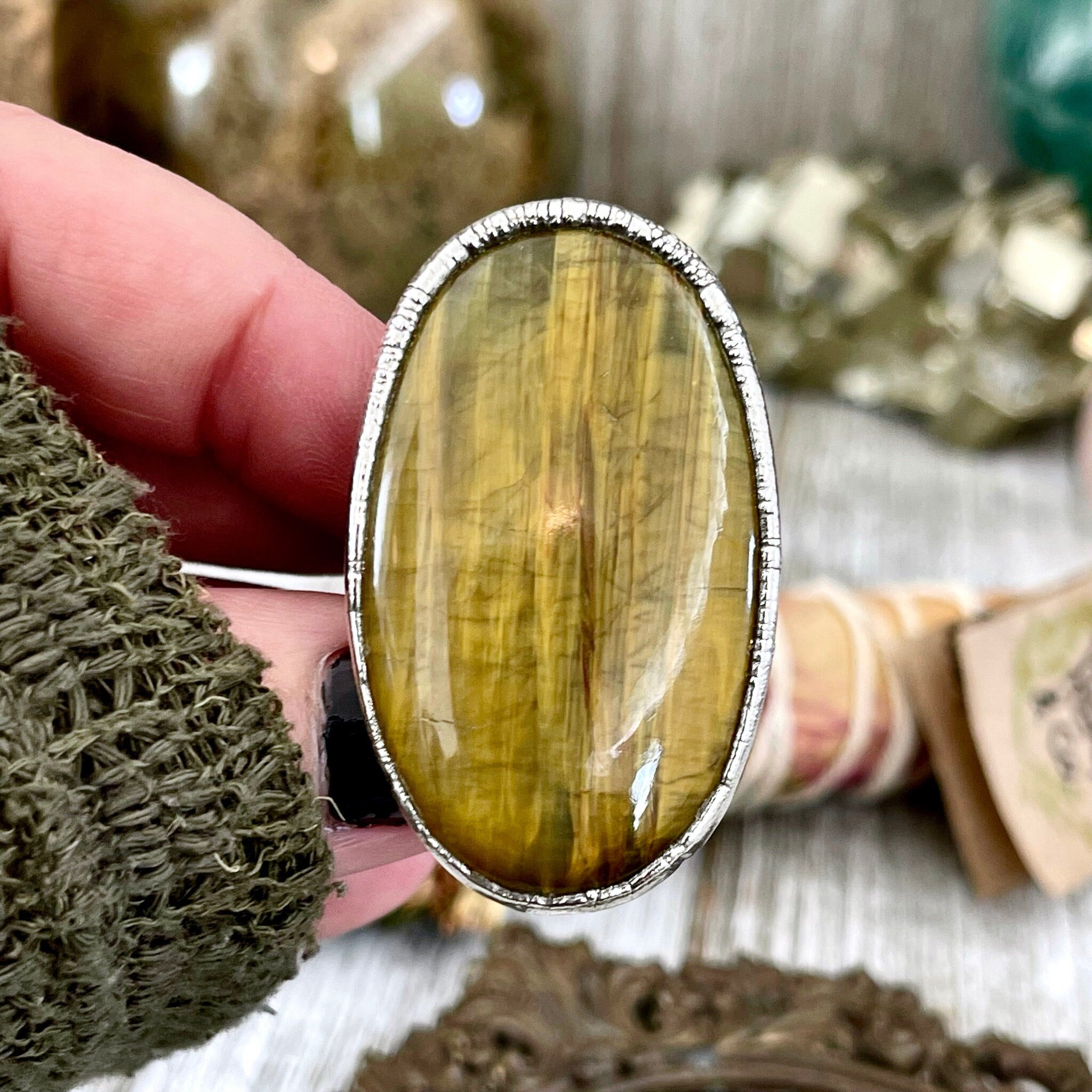 Amazon.com: Locrccl Oval Tiger Eye Stone Retro Ring Statement Ring for  Women Natural Stone Gemstone Christmas Gifts Ring Jewelry Handmade for Men  (10) : Handmade Products
