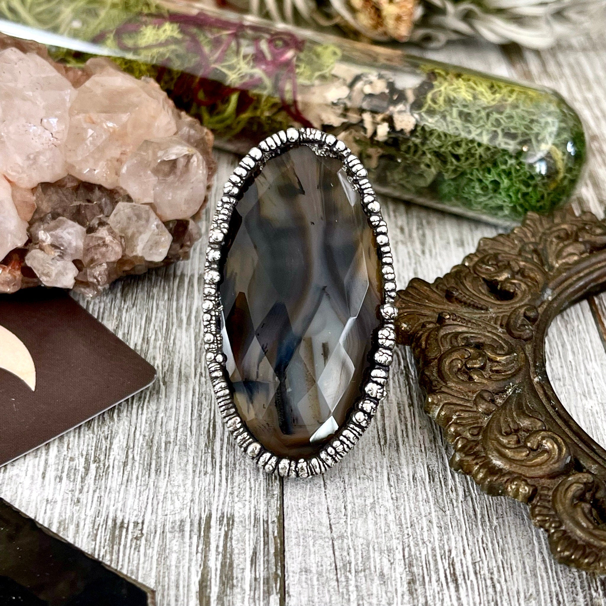 Agate Pendant, Green Agate Pendant, Natural Agate, Taurus factory Birthstone, Oval Pendant, Statement Pendant, Large Agate Pendant, Silver Pendant