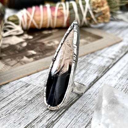 Big Bold Jewelry, Big Crystal Ring, Big Silver Ring, Big Stone Ring, Etsy ID: 1590661153, Fossilized Palm Root, FOXLARK- RINGS, Jewelry, Large Boho Ring, Large Crystal Ring, Large Stone Ring, Natural stone ring, Rings, silver crystal ring, Silver Stone Je