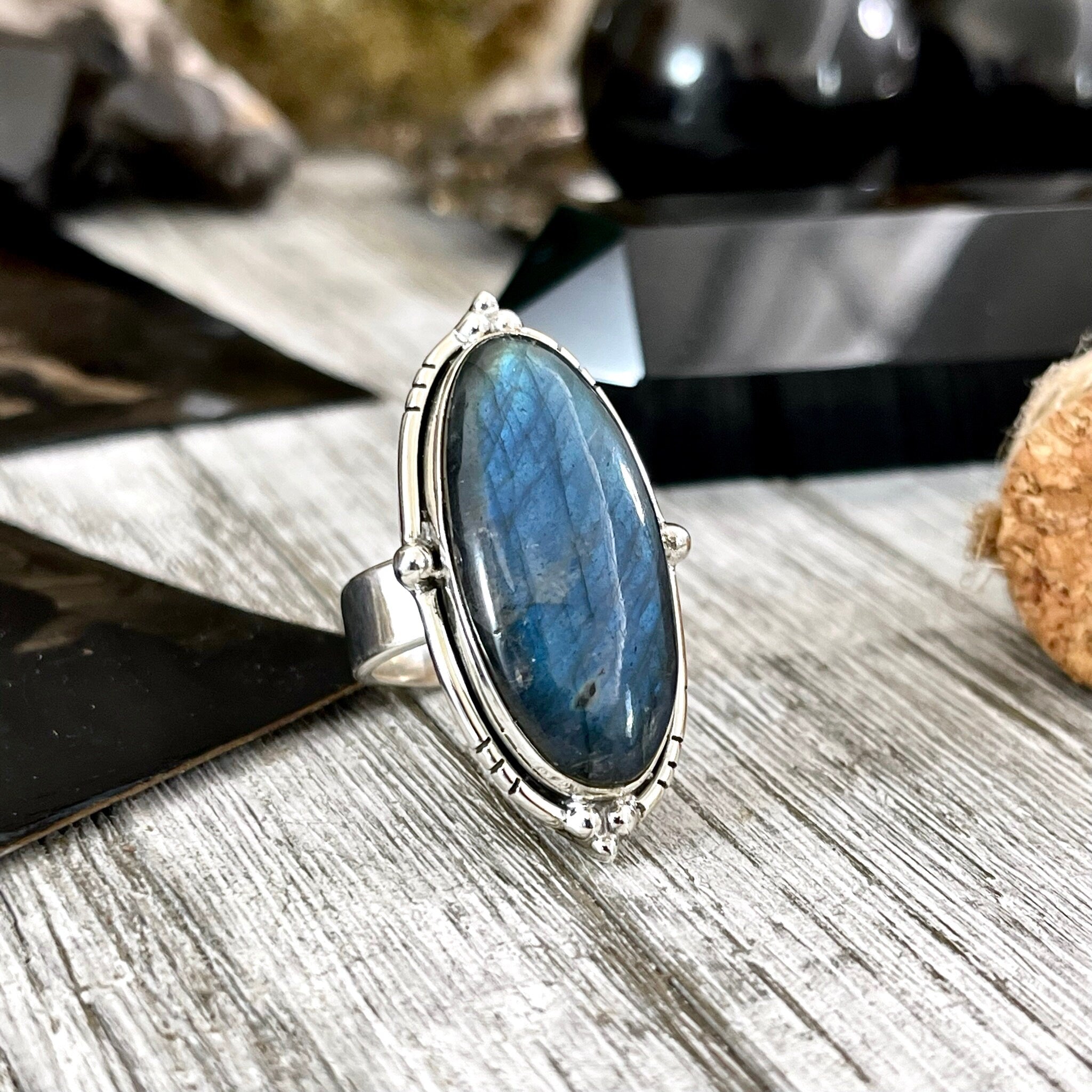 Labradorite Sterling Silver Ring, Wide Braided Pattern Band hotsell Ring with Large Labradorite Stone, Elegant Rings for Summer, Thumb Rings, Size 9