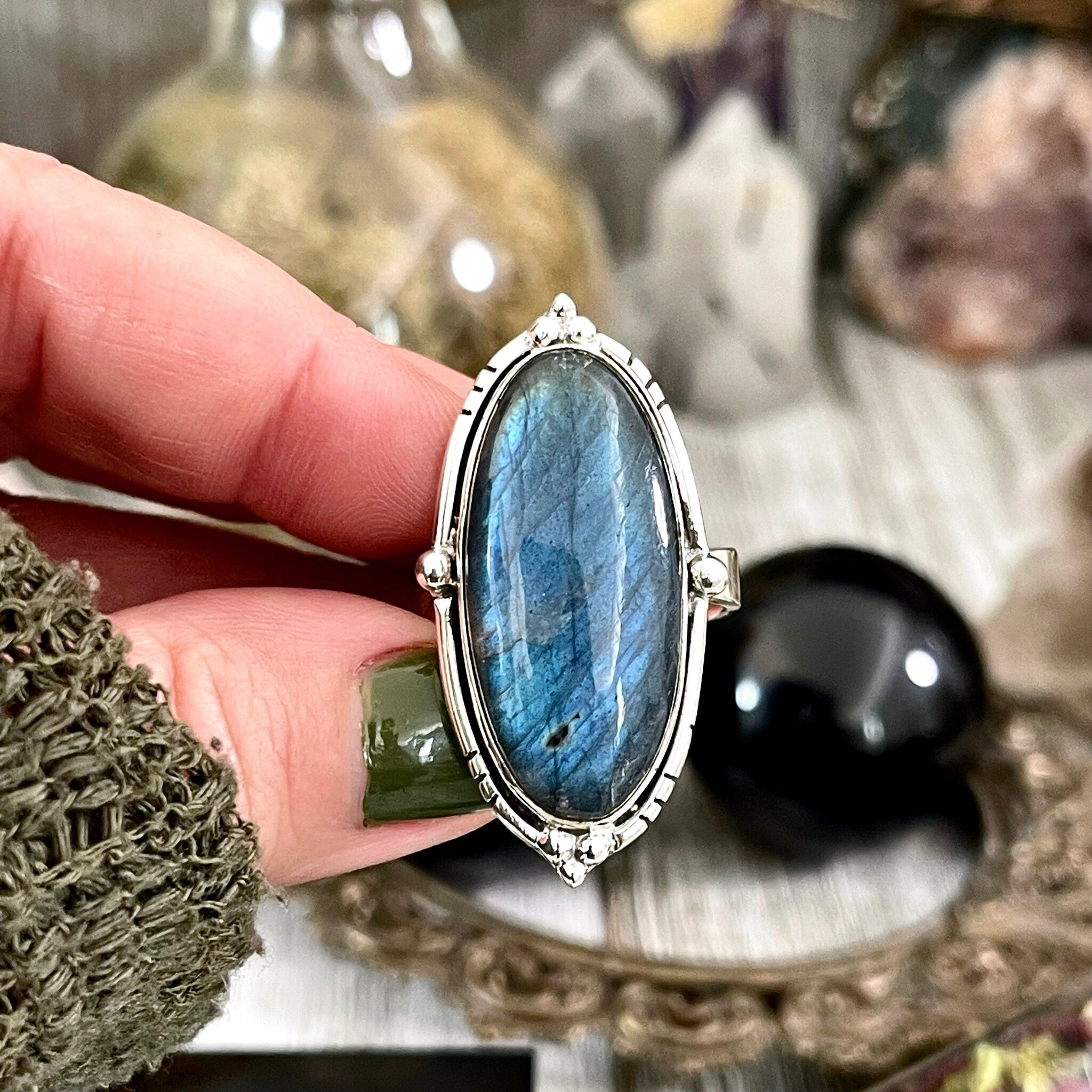 Natural Labradorite ring, handmade Sterling silver ring, natural blue deals labradorite ring, oval labradorite gemstone Singet Rings