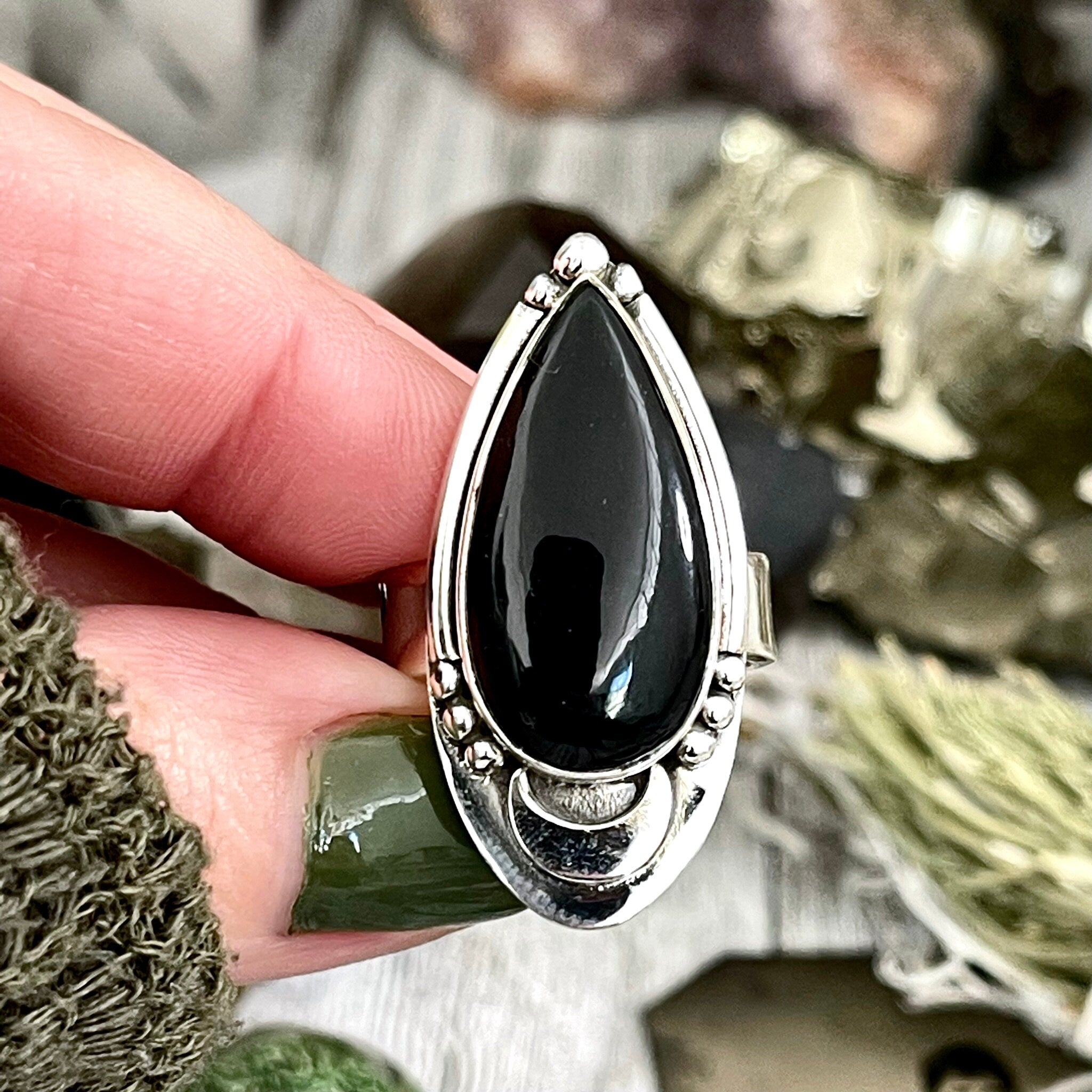 Black Crystal Titanium Ring - Unisex | Wow Jewellery Online