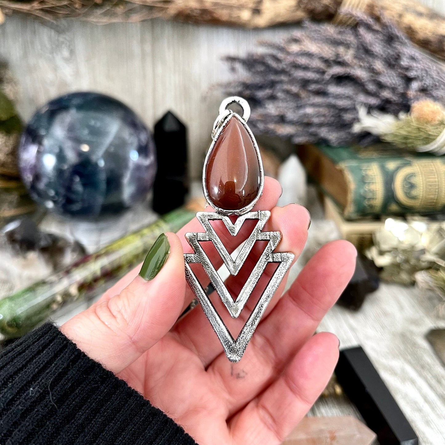 Alternative Jewelry, Big Crystal Necklace, Bohemian Jewelry, Carnelian Necklace, electroformed, Etsy ID: 1630255193, Foxlark Alchemy, FOXLARK- NECKLACES, Gemstone Pendent, Gothic Necklace, Jewelry, Large Crystal, Necklaces, Pendants, Raw crystal jewelry,