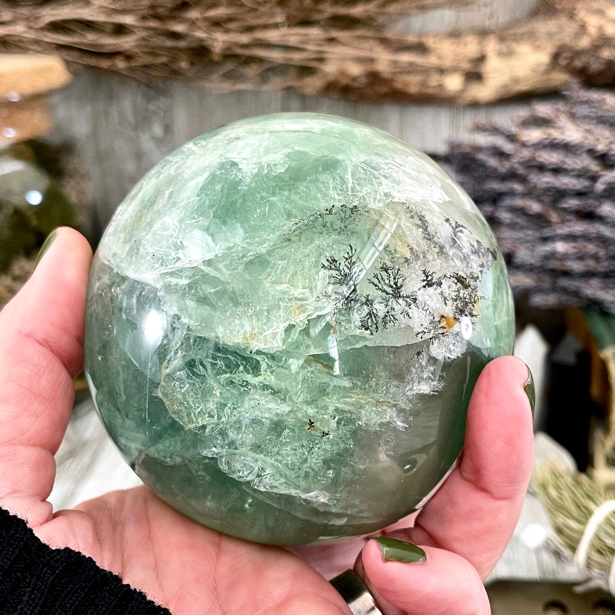 Green sold Fuchsite Ball/Sphere Healing Reiki Mineral Energy Crystal From Pakistan Baluchistan gf11